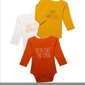 NWT Rae Dunn Baby Onesie 3piece lot turkey day (3-6 M) sweet as pie